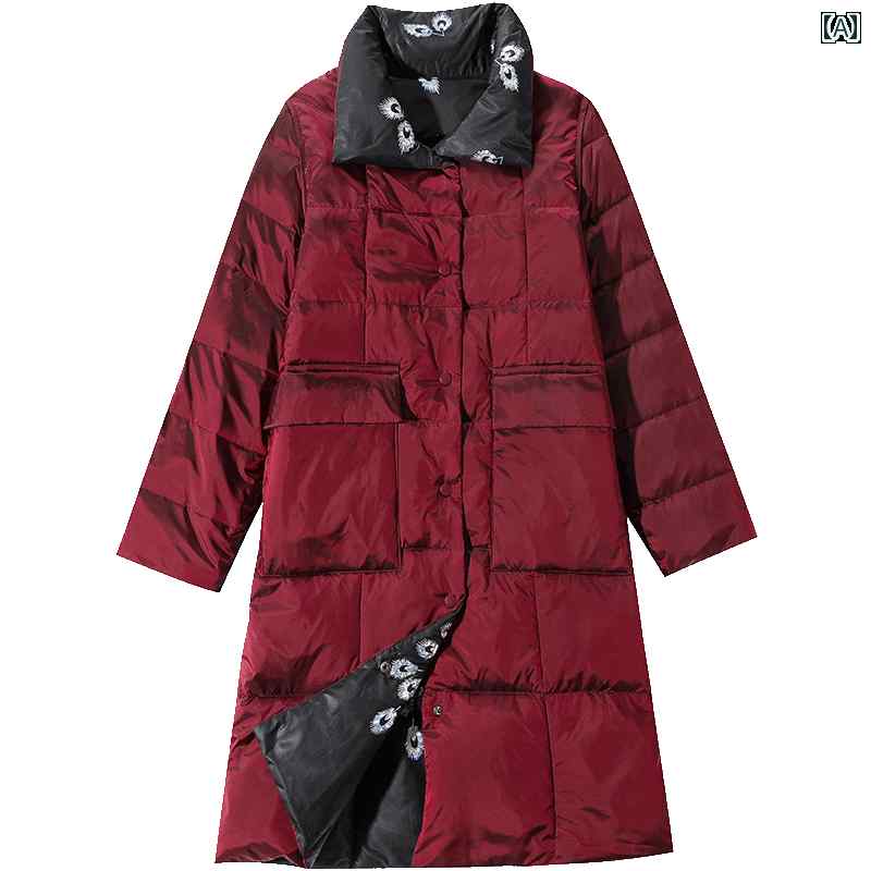 レディース ジャケット ダウン 冬 リバーシブル 丈コート アウター 長袖 防風 軽量 保温 おしゃれ エレガント ポケット カジュアル レジャー 外出着 旅行 温泉 観光