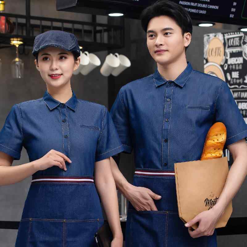 ベーカリー 制服 コーヒー ショップ 接客 ユニフォーム レディース メンズ 爽やか 清潔感 飲食店 ウェイター カフェ レストラン 洋菓子店 作業着 夏 デニム