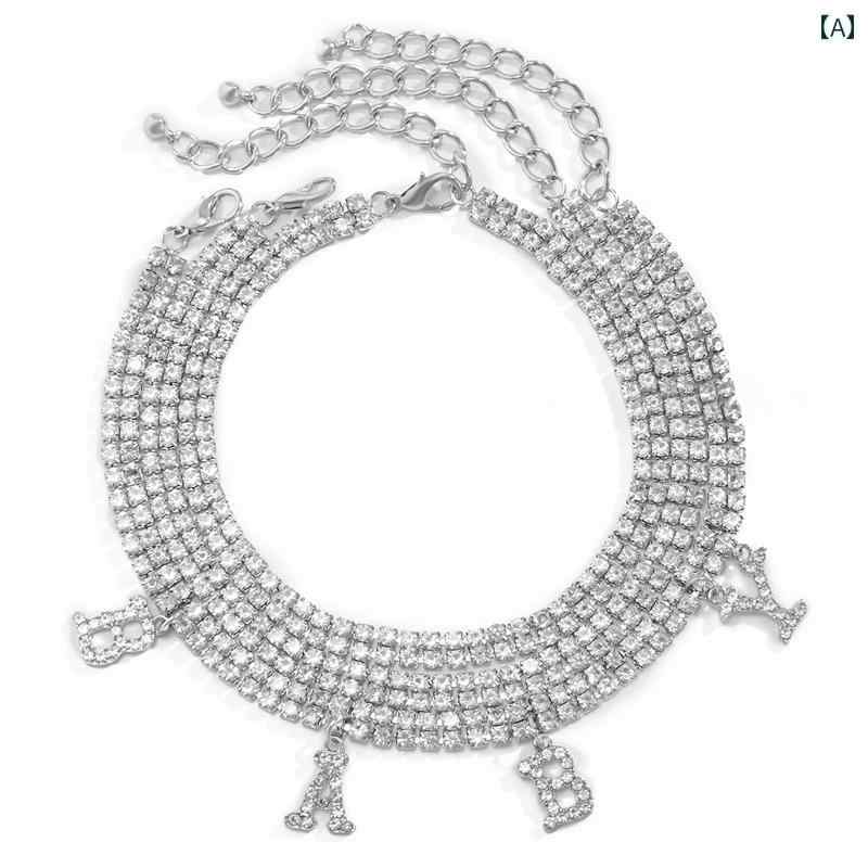 アンクレット 足首 アクセサリー 大きめ サイズ ナイトクラブ 多層 テクスチャ フラッシュ チェーン クールガール 手紙 ベビー フル