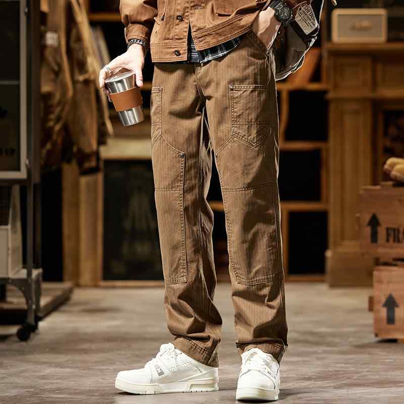パンツ メンズ アメリカン スプライス ワークパンツ 作業 ズボン アウトドア 秋冬 レトロ ストレート カジュアル