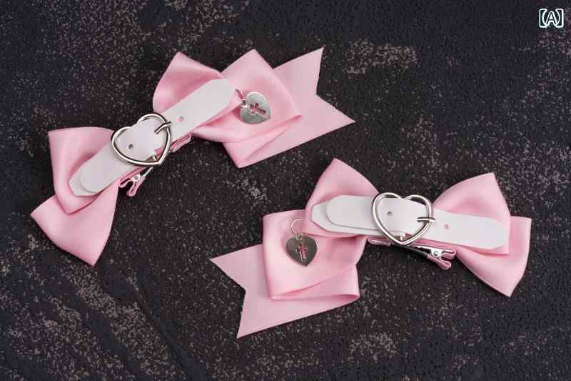 ヘアアクセサリー ゴシック リボン レディース 女の子 髪飾り ハート クロス モチーフ ヘアピン ヘアクリップ ロリータ ガーリー サブカル