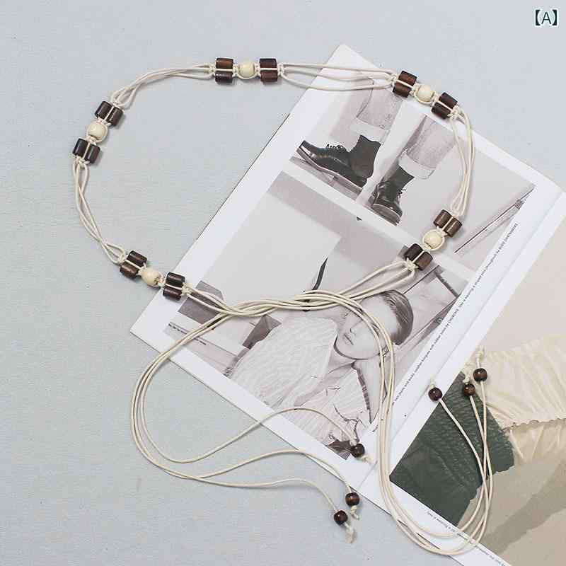 ベルト レディース カジュアル 調節可能 紐 シンプル ウエスト アクセサリー レトロ 伝統 ファッション コーデ 装飾 ナチュラル ボヘミアン ロープ