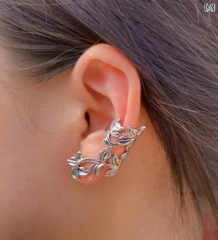 イヤーフック おしゃれ ユニーク 耳飾り レトロ 花つ 耳 クリップ ピアス レディース 耳骨 クリップ 調..