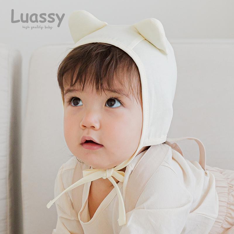 ボンネット帽 ベビー 帽子 春夏 薄手 新生児 耳保護 かわいい 赤ちゃん 幼児 男の子 女の子 アプリコット キュート タイヤキャップ ユニセックス つばし