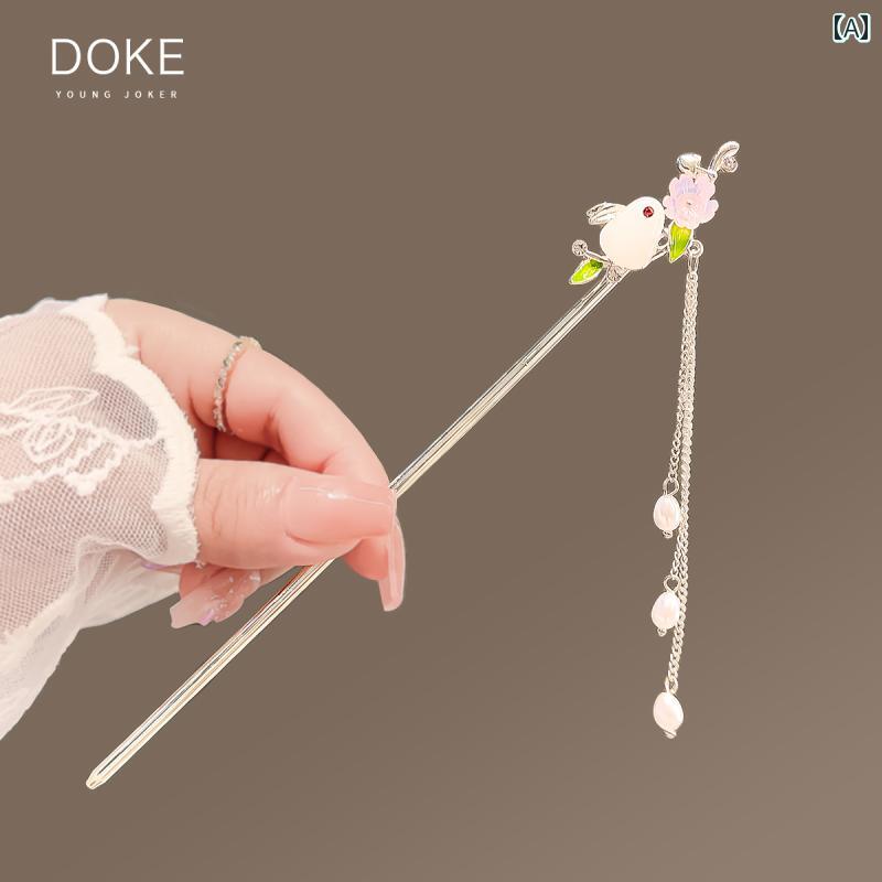 かんざし ヘア アクセサリー タッセル レディース かわいい ウサギ ヘアピン 中華風 ヘアピン 子供用 漢服 ヘアピン シンプル アンティーク 髪飾り