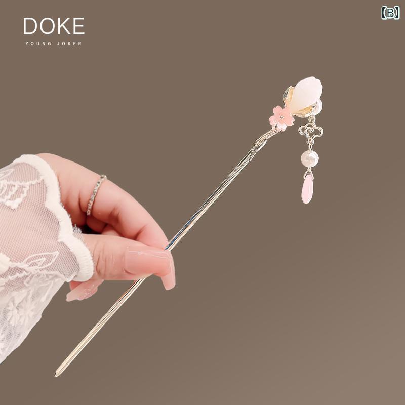かんざし ヘア アクセサリー タッセル レディース かわいい ウサギ ヘアピン 中華...
