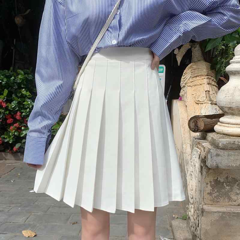 スカート レディース 秋 夏 ボトムス プリーツ 露出 防止 aライン 学生 ミドル丈 大きいサイズ ハイウエスト 着痩せ