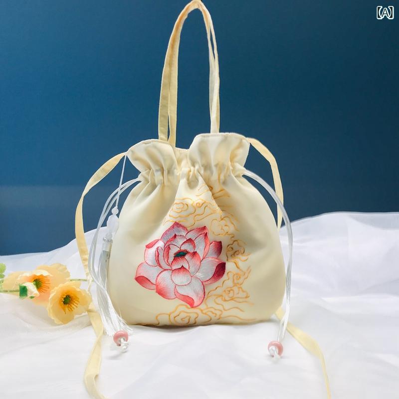 中国風 バッグ ハンドバッグ ショルダーバッグ 巾着型 チャイナ風 カジュアル キュート 通勤 通学 ショ..