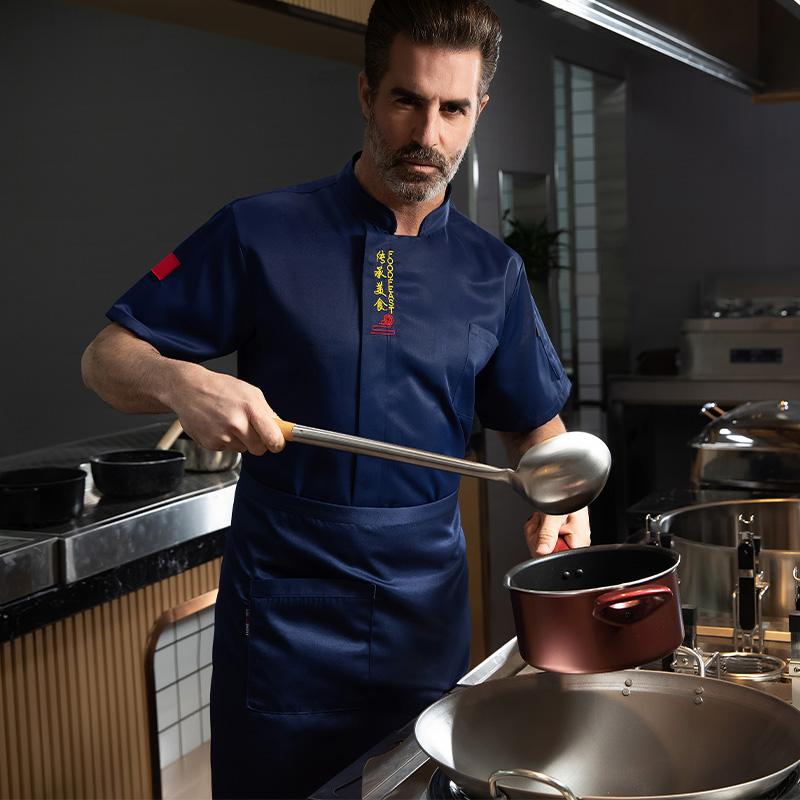 ケータリング シェフ 制服 メンズ 半袖 夏 ホテル レストラン 食堂 婦人服 エンド 大きめサイズ 作業着