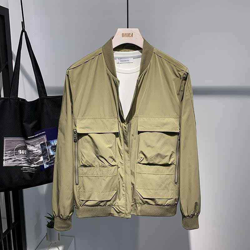 ジャケット トップス メンズ ファッション シンプル 無地 ワークジャケット 秋 韓国 カジュアル スタンドカラー