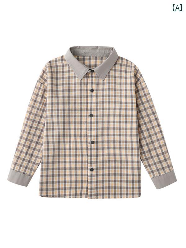 Miscellaneous Goods, Small Goods - トップス シャツ 子供服 おしゃれ ナチュラル 普段着 キッズ 男の子 女の子 冬 親子 オープン ボタン チェック柄 ベビー カジュアル