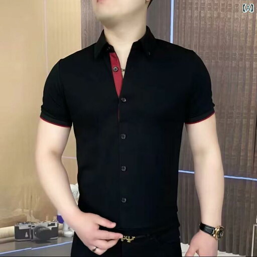 ポロシャツ メンズ ファッション コントラストカラー 半袖 夏 薄手 ファッション スリム Tシャツ ポロシャツ メンズ ファッション コントラストカラー 半袖 夏 薄手 ファッション スリム Tシャツ
