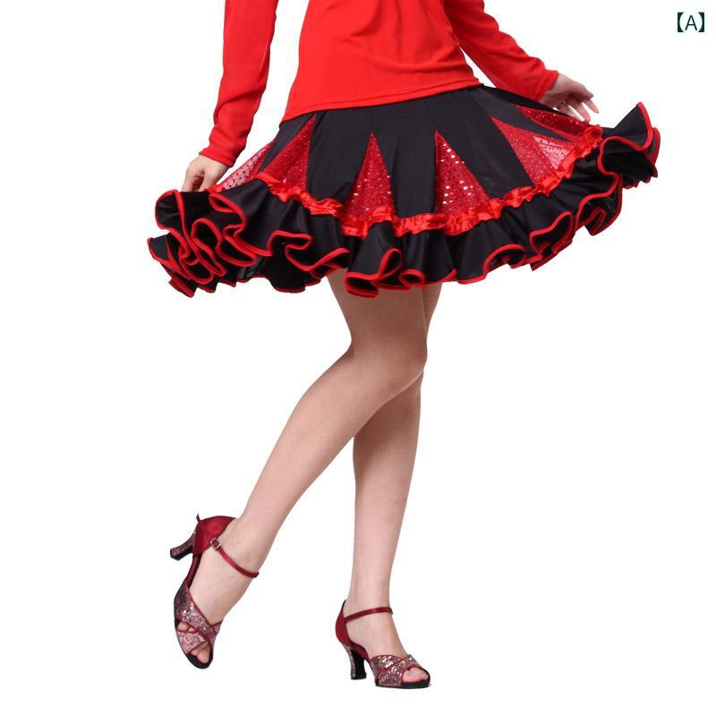 レディース ファッション オールシーズン パフォーマンス コスチューム ラテン ダンス ウェア ルンバ チャチャ スカート