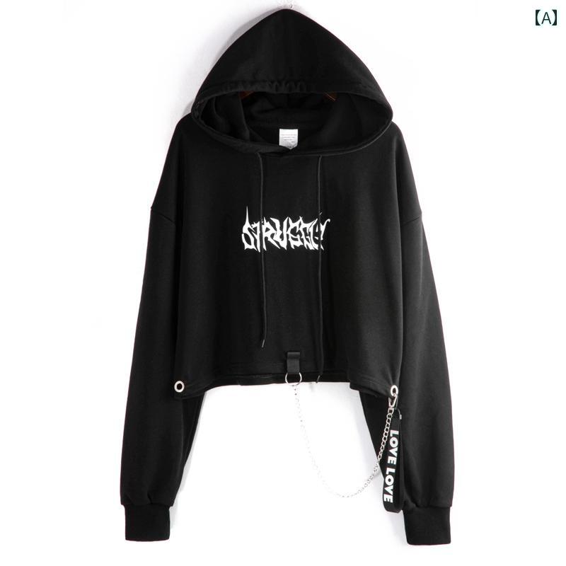 レディース 春秋 長袖 ショート トップス フード パーカー スウェット クロップド丈 レイヤード スポーティ カジュアル おしゃれ スト..