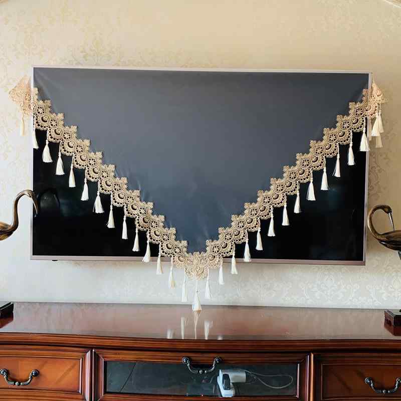 テレビ ダストカバー メッシュ レース 滑りにくい 室内装飾 インテリア おしゃれ 北欧