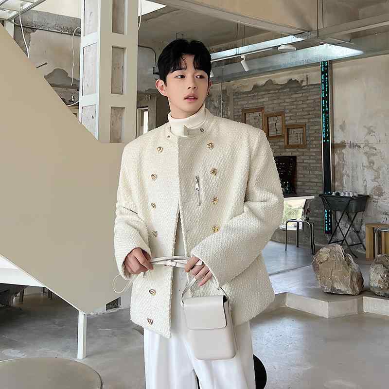 秋 ショルダー肩パット入り ジャケット ボーイズ ショート センス ダブルブレスト