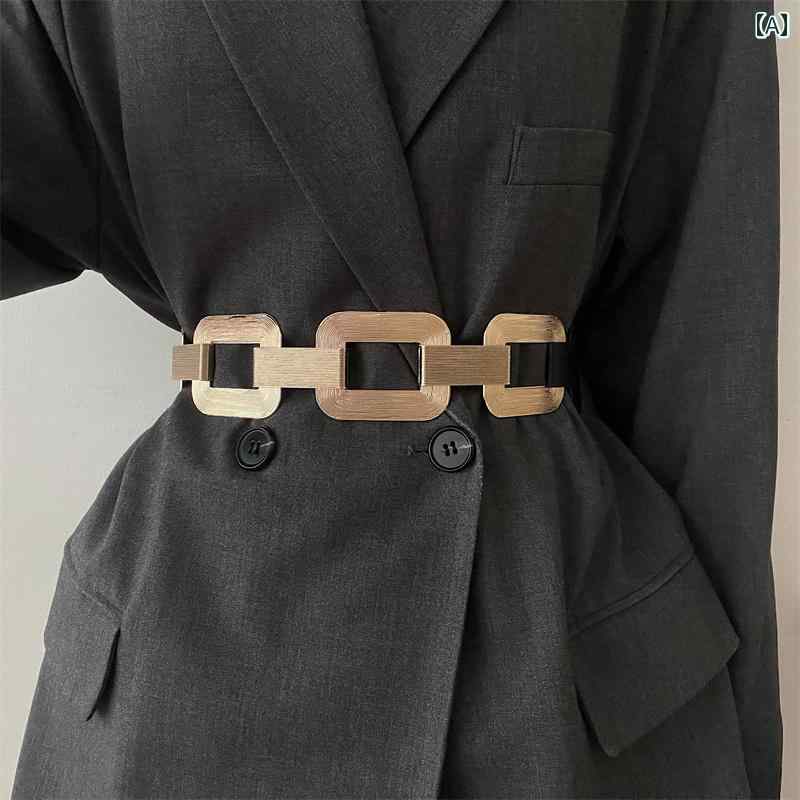 レディース チェーン ベルト おしゃれ ウエストバンド レトロ アメリカ 女性 ウエスト スカート 装飾 ハイエンド ファッション 弾性 バンド