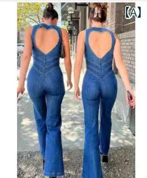 レディース パンツ デニム オーバーオール ワンピース 春 スリム ファッション ストリート レトロ ハイウエスト ジャンプ スーツ