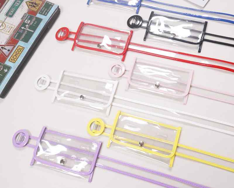 レディース ベルト バッグ 韓国 ストライプ 長方形 ウエスト バッグ PVC 透明 サークル バックルベルト..