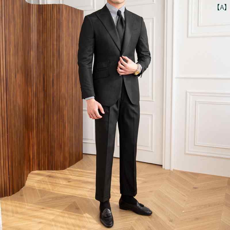 メンズ スーツ ジャケット パンツ セット 英国風 無地 シングルブレスト ダブルブレスト ビジネス 大きめサイズ おしゃれ ファッション カジュアル 紳士