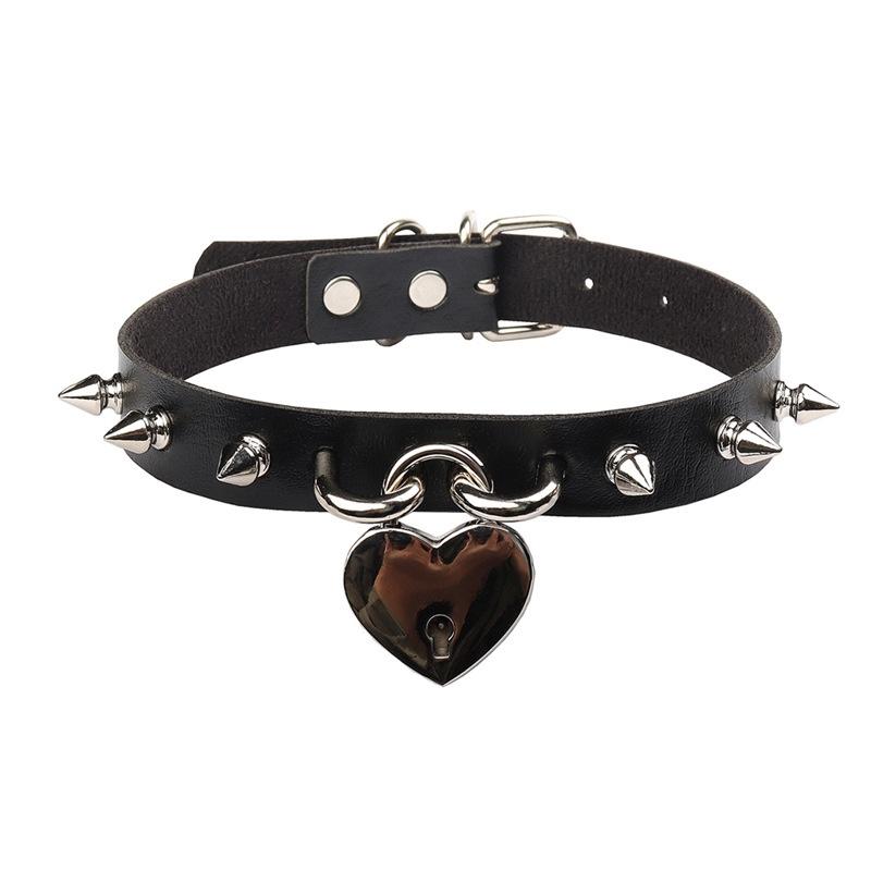 Rhodolite - チョーカー 首輪 ダーク アメリカ パンク ロック 恋人 ペンダント レザーカラー スタッズ チョーカー ネックレス アクセサリー