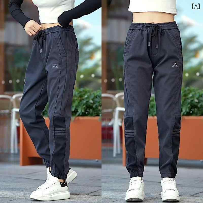 Boot-Cut Pants - メンズ レディース カジュアル パンツ ボトムス 長ズボン ストレッチ 刺繍 韓国 ゆったり フィット ベルベット 厚手 冬