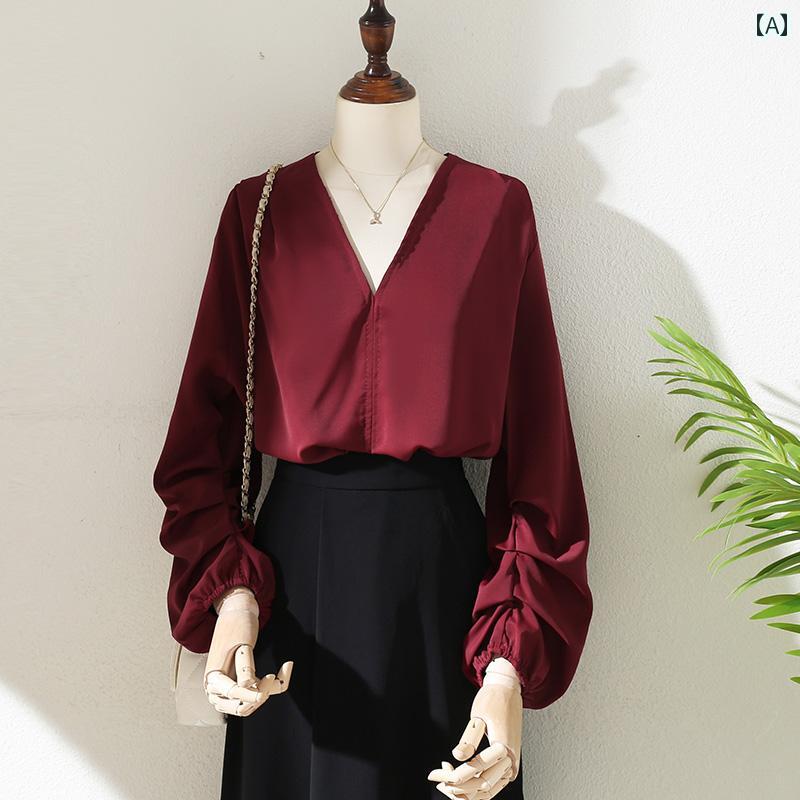 BOSCH バーガンディ リボン付きブラウス BOSCH バーガンディ リボン付きブラウス