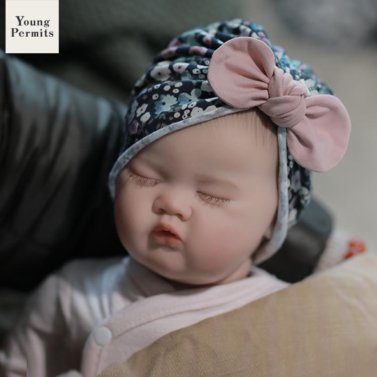 ベビー 帽子 かわいい ターバンキャップ 洗濯可能 通気性 柔軟 リボン 花柄 頭 ヘッド 保護 幼児 赤ち..