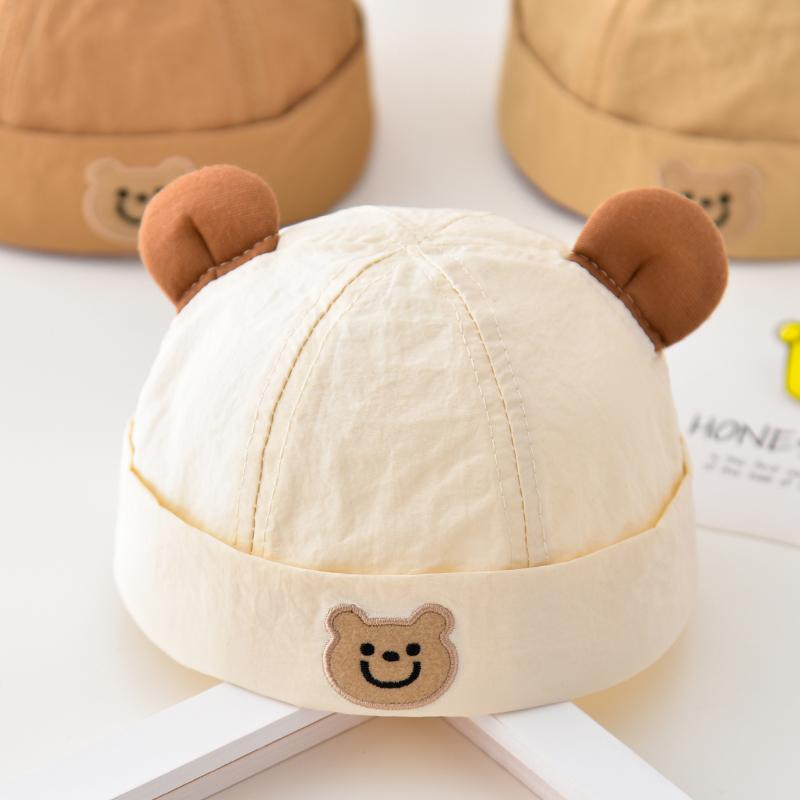 ベビー ファッション 帽子 キャップ 小物 衣料品 クマ柄 洗濯可能 ストレッチ性 頭 ヘッド 保護 かわいい 幼児 赤ちゃん 装飾 春秋 屋外 外出 レジャー キッズ