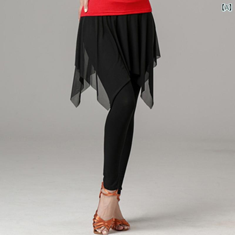 レディース パンツ ラテン ダンス 女性 モーダル ロング スリム 薄型 ボディダンス 練習 社交 スカート