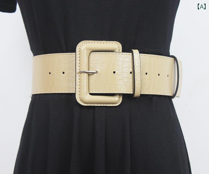 ベルト 幅広 ウエストマーク ワイド ベルト レディース モダン スカート ブラック アプリコット キャメ..