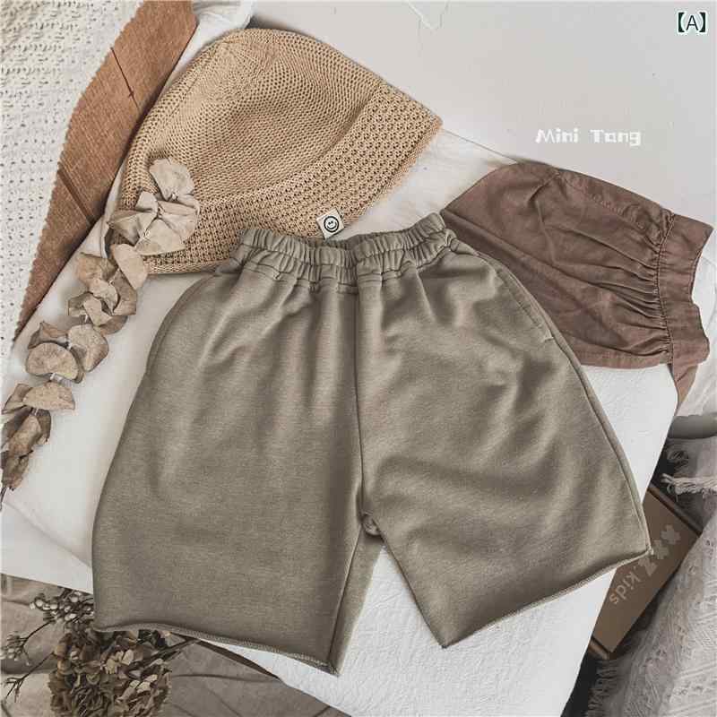 カジュアル 夏 パンツ おしゃれ 和 男の子 女の子 子供 薄手 ストレート 五分丈 式