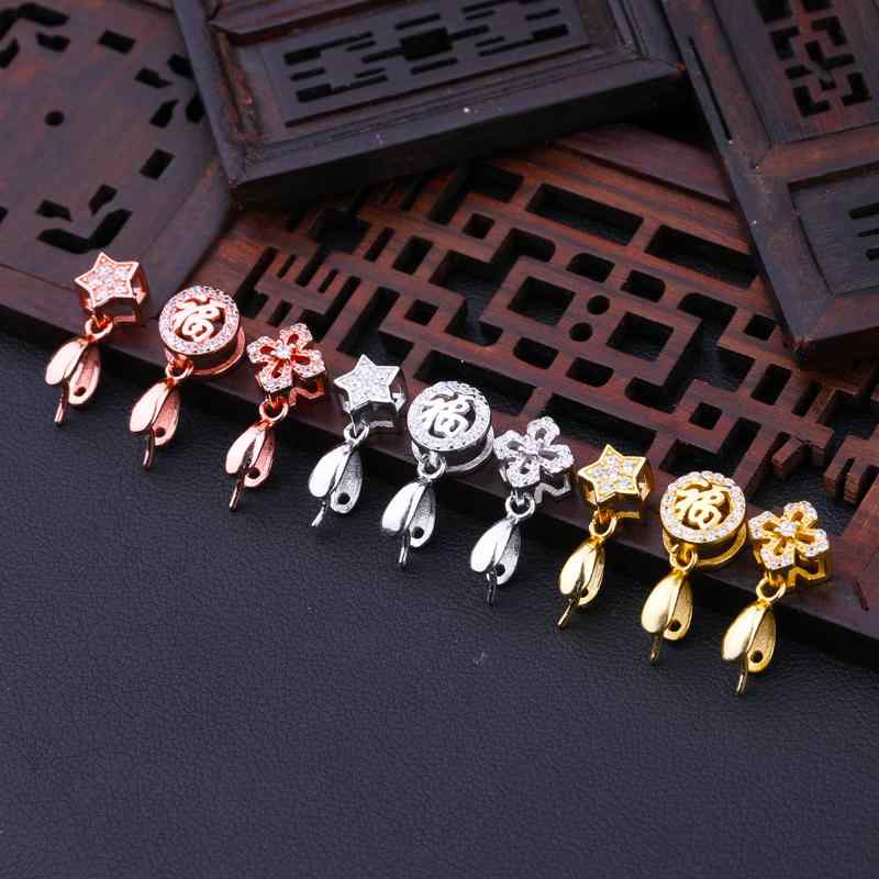 アクセサリー パーツ S925 スターリング シルバー ペンダント バックル ヘッド シルバー クリップ ペンダント 空枠 エメラルド ネックレス