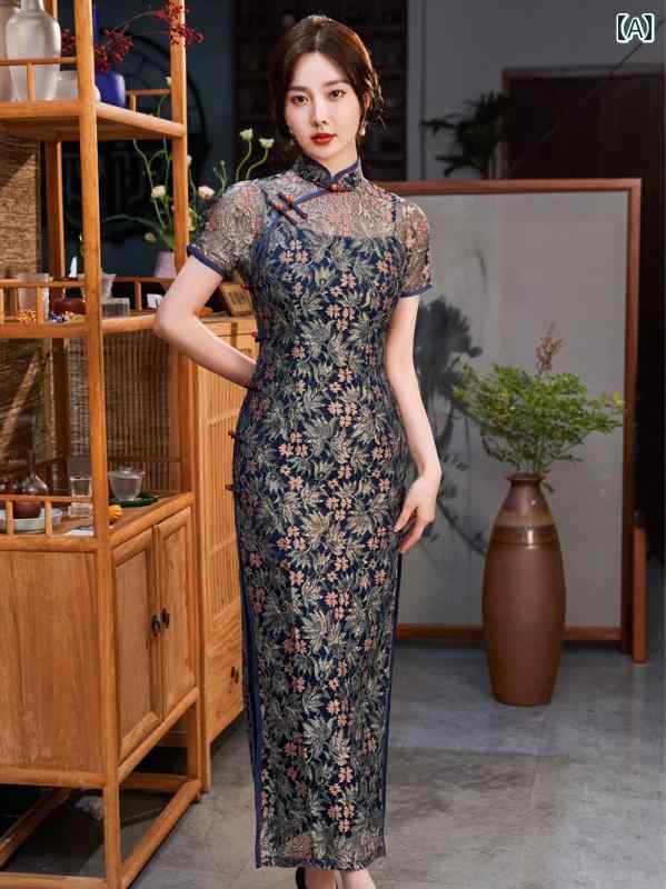 チャイナドレス レディース パフォーマンス 撮影 チャイナ エレガント シンプル レトロ 中華風 民族衣装 パーティドレス