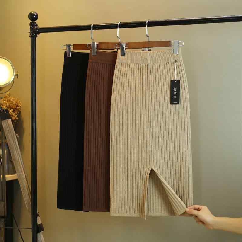 レディース スカート ロングスカート ニット 秋冬 厚手 ゆったり シンプル 通勤 通学 ショッピング ママ友 ホームウェア ファッション