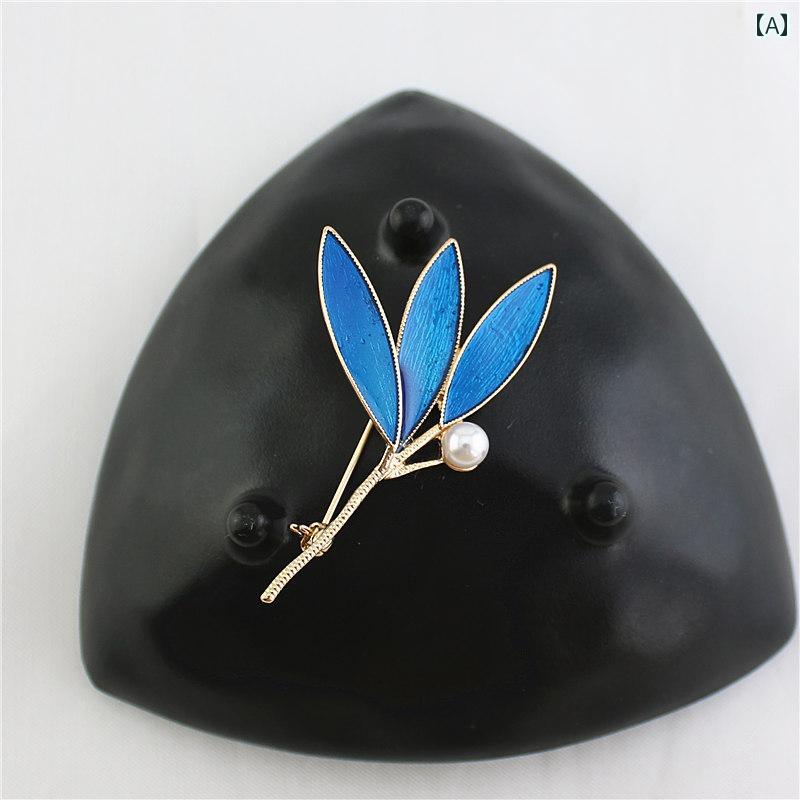 レディース ファッション アクセサリー オールシーズン 装飾 竹の葉 マルチカラー コサージュ ブローチ..