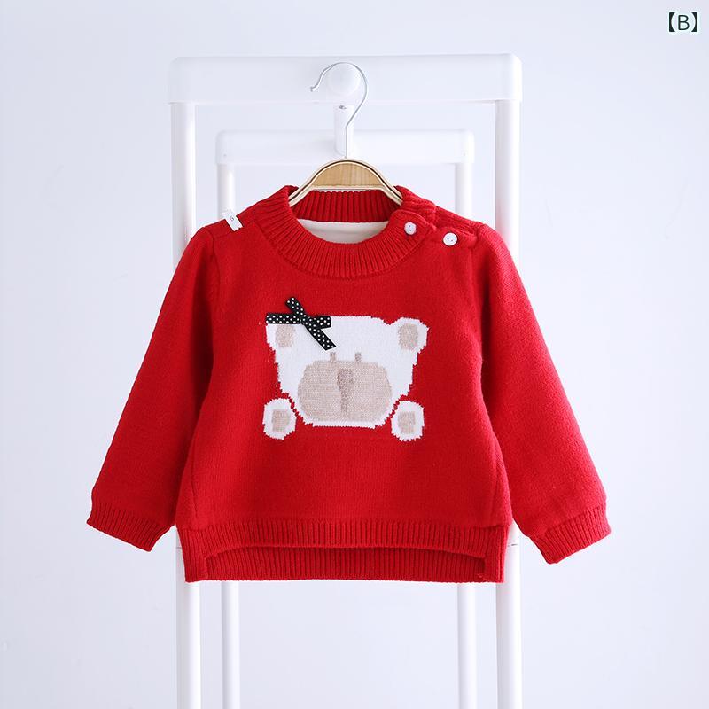 セキュアデポの赤ちゃん服 ベビー トップス セーター ニット プルオーバー かわいい カジュアル 厚手 裏起毛 起毛 暖かい 防寒 秋冬 冬｜アングル2