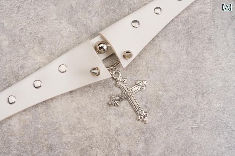 アクセサリー 首輪 チョーカー 襟 首 飾り クロス 十字架 シルバー リング ネックレス クール ガール ..