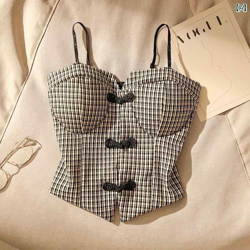 レディース チェック ビスチェ モテ服 セクシー お腹見せ レイヤード かわいい おしゃれ トップス 韓国 フェス パーティー コスチューム レジャー デート アップ