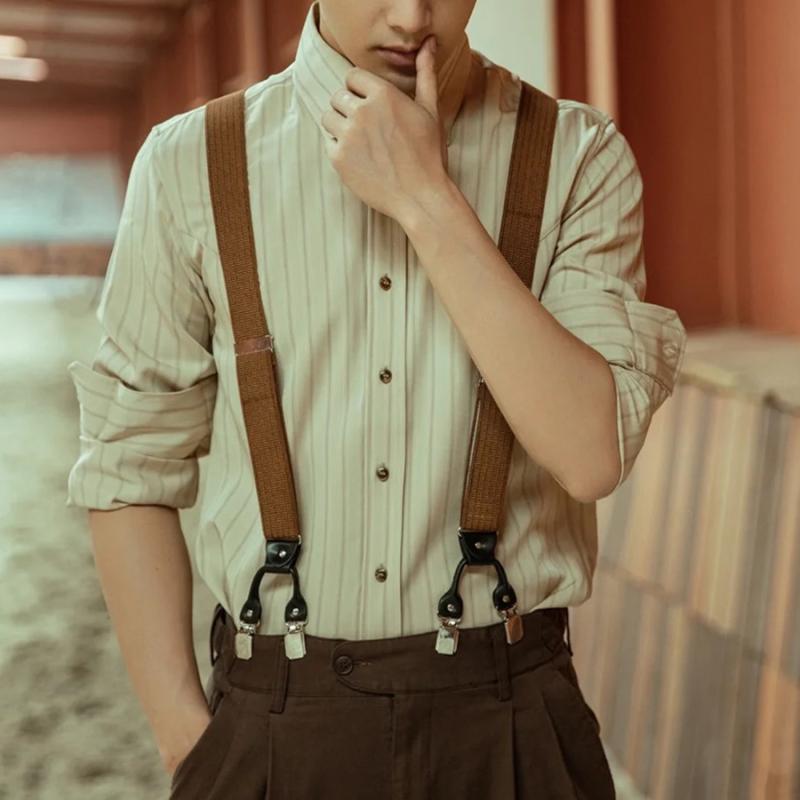 サスペンダー 吊りバンド レトロ 英国 シックスクリップ メンズ 韓国 パンツ ユニセックス ズボン ベルト