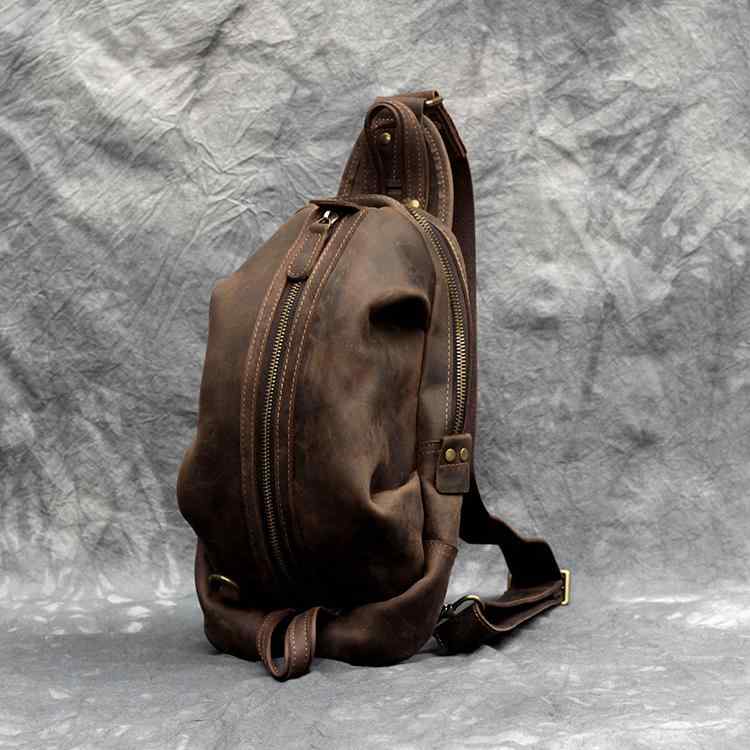 バッグ チェスト ショルダー メンズ レトロ レザー ウエスト 牛革 クロス ボディバッグ 革 メンズバッグ バック パック