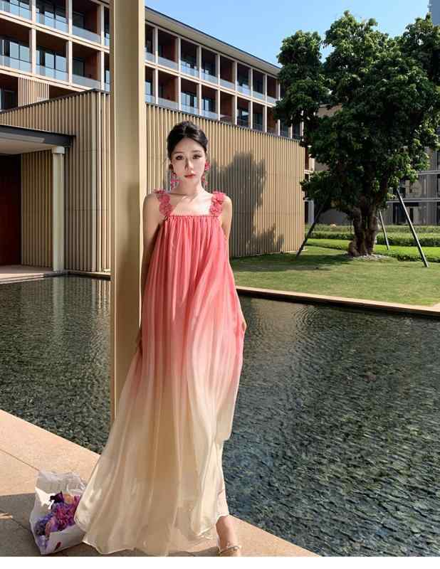 レディース エスニック ファッション おしゃれ レディース 花嫁 ドレッシング ガウン チャイナ風 ナイトガウン グラデーション キャミソールドレス レトロ ロマンチック フェアリー ドレス