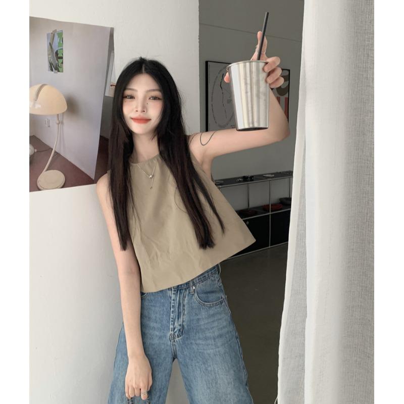 レディース 夏 バックレス ストラップレス ノースリーブベスト アウターウェア ショート BM トップス