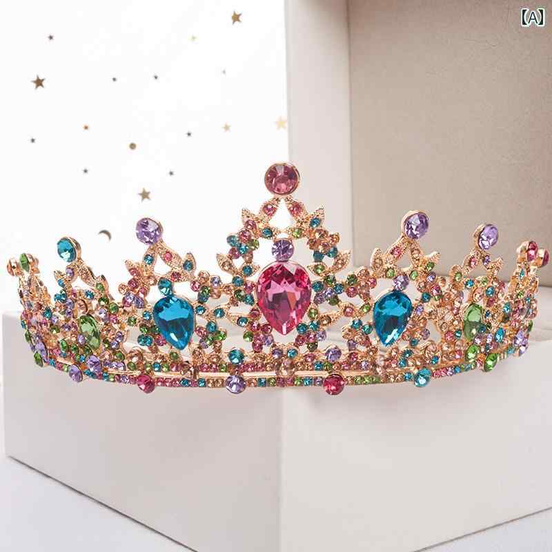 子供 ティアラ プリンセス 豪華感 誕生日 お姫様 ロマンティック 髪飾り 華やか 女の子 カラフル ラインストーン フェアリー