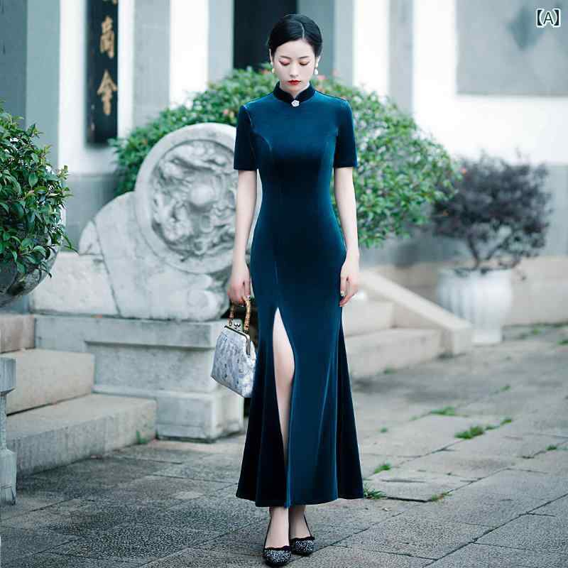 レディース チャイナ ドレス エレガント ワンピース 撮影 衣装 ロング 上品 洗練 女子 中華風 レトロ マザー パフォーマンス