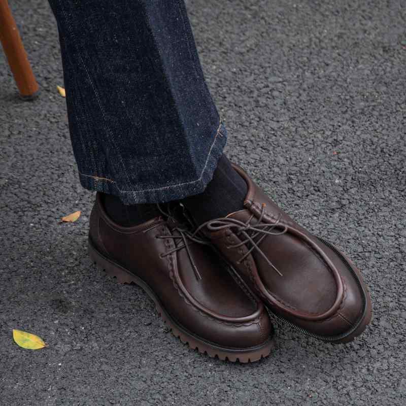 革靴 メンズ カジュアルシューズ 和風 英国風 滑りにくい 高め カンガルー シューズ 軽量 大人 韓国 カジュアル レトロ 通勤 メンズ 豪華感