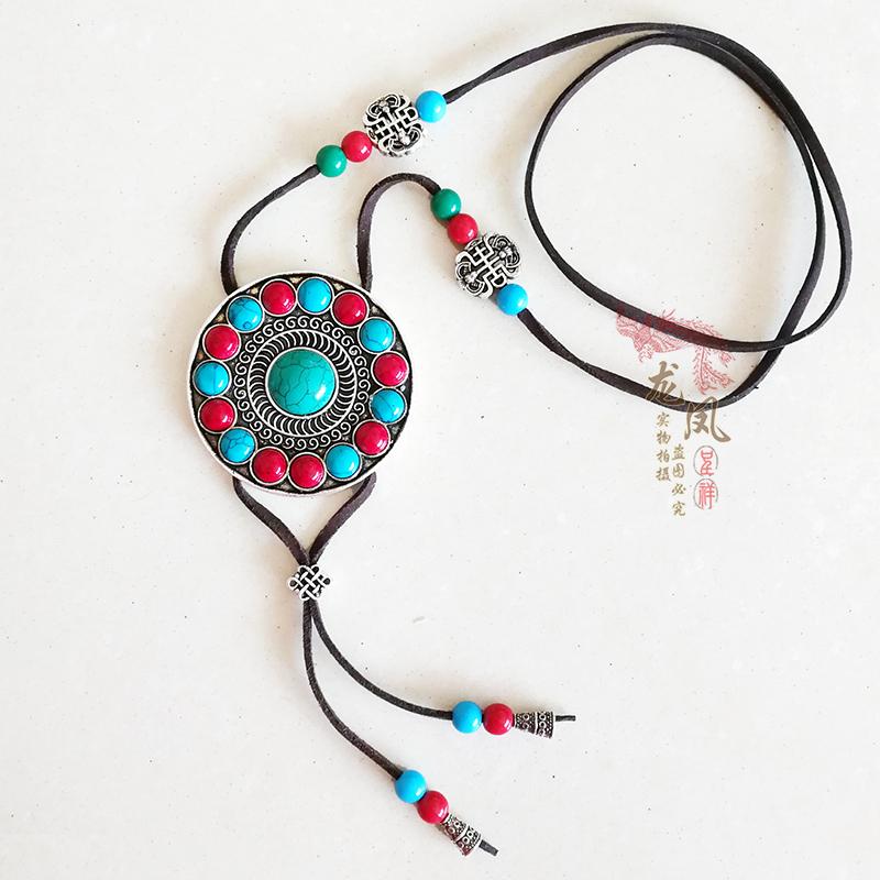 モンゴル ネックレス レディース 少数 民族 ジュエリー レザー ロープ ファッション セーター チェーン レトロ ロング チェーン