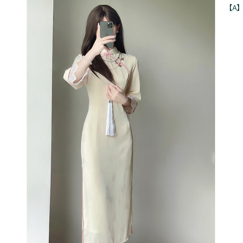 レディース チャイナ ドレス おしゃれ ワンピース コスプレ 撮影 衣装 上品 洗練 ガールズ 秋 長袖 最適 レトロ 雰囲気 冬 エレガント
