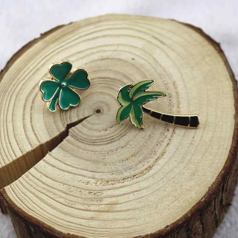 レディース ファッション アクセサリー オールシーズン 装飾 四つ葉 クローバー エナメル ヤシの木 コサージュ ブローチ ピン 韓国