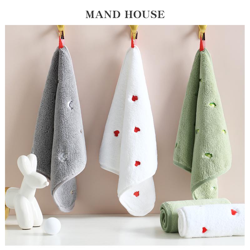 日品雑貨 ハンドタオル タオル 布 速乾 ひも 顔 クロス 吸水性 柔らかい 厚手 ホーム 入浴 学校